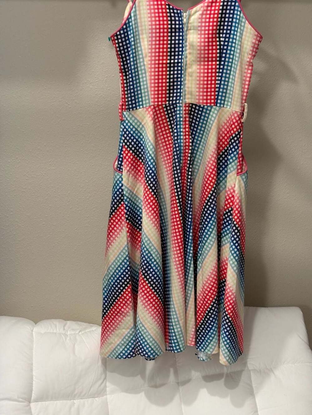 Voodoo Vixen Serene Rainbow Gingham Flare Dress - Picture 7 of 7